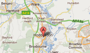 A map of Hoddesdon and surrounding areas